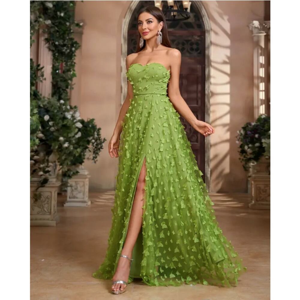OTHER Maxi Skirt Lime Butterfly Dress Gown Prom homecoming Green Sz XL Wedding